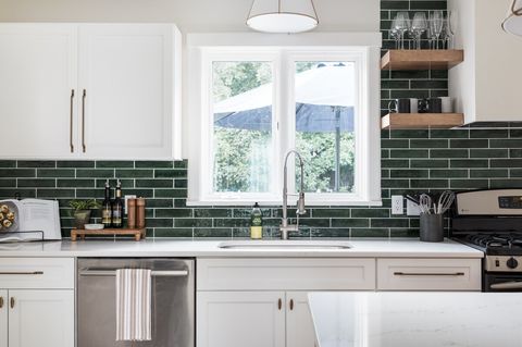 Kitchen window over looks backyard