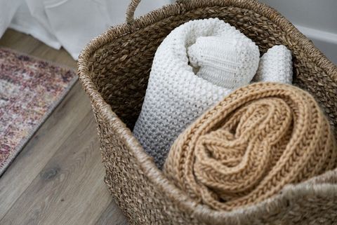 Extra blankets to get cozy next to the fireplace