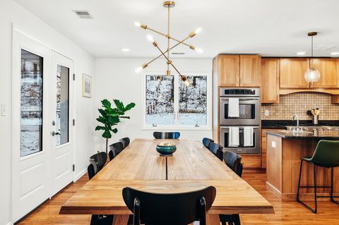 Dining room table seats 8 people