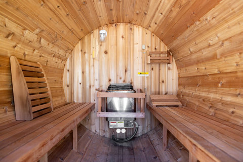 Private cedar sauna for a cozy, spa-like retreat