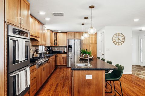 Kitchen is on the backside of the house open to the living and dining room