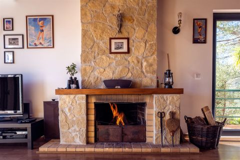 A rustic fireplace for cosy winter evenings