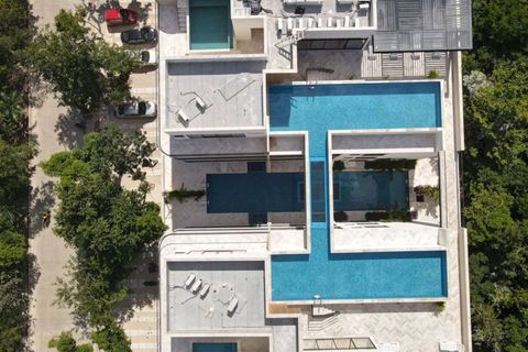 Drone view of the rooftop pool.