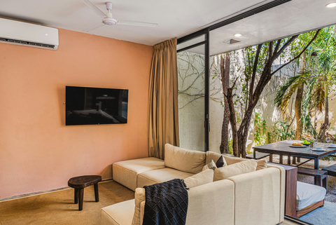 Living Room with Large King Size Sofa Bed (it really is super comfy!) and Smart TV