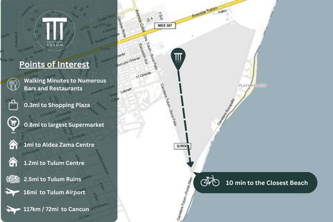 Enjoy walking distance to Tulum's Coba Ave with Restaurants, Bars and Nightlife around