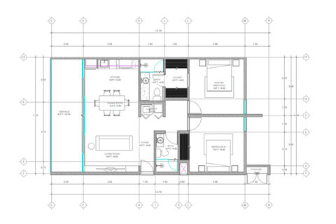Floor Plan of our 1100ft2 / 110m2 Condo
