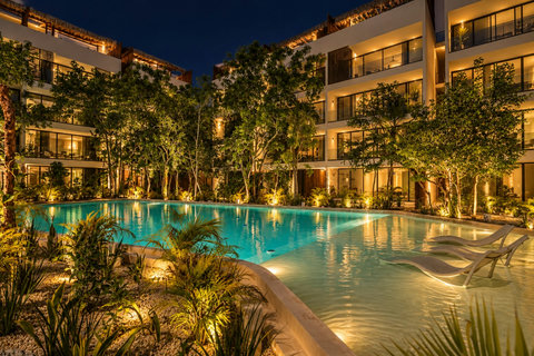 The Second Pool Area at Night