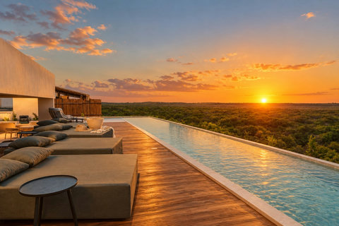 The Rooftop Pool at Sunrise