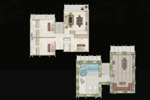 Floor Plan of our 3300ft2 / 295m2 penthouse with 2 private pools and 2 rooftops