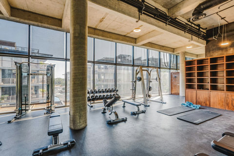Yoga mats, ropes and lots of training equipment to stay in shape while on vacation