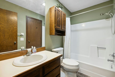 Bathroom #2, upper level  tub/shower combo.  Access is via bedroom 2 and main hallway.