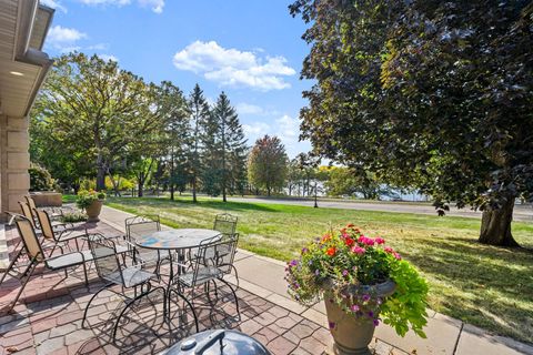 Lake view patio with charcoal grill
