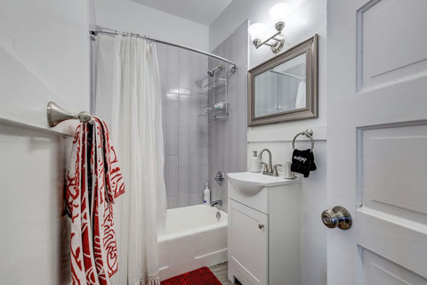 Bathroom stocked with towels