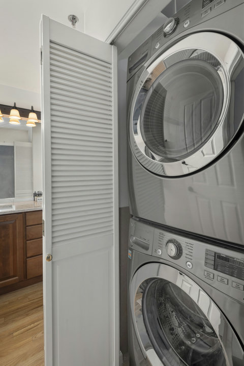 Washer and dryer free for your use in the downstairs bathroom. Detergent under the sink