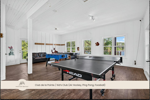 Bright kids’ club with ping pong, foosball, and space to relax