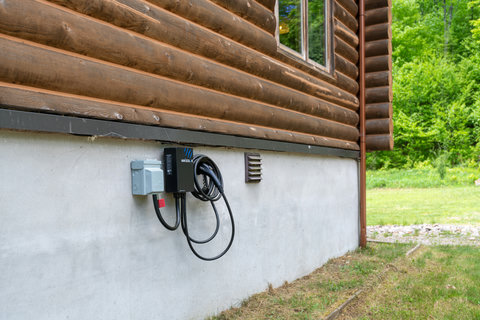 On-site EV charger at the cabin for easy, convenient guest charging