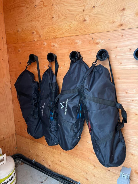 Snowshoes are available inside the ski locker all winter long for guest use. Taken 02/2025.