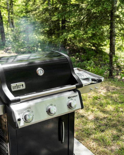 Propane barbecue available, with an extra tank stored on-site for convenience.