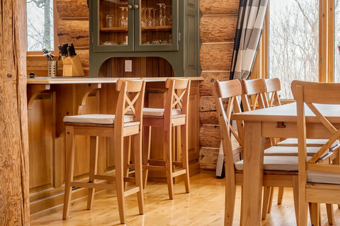 Main floor: Dining table & Bar view