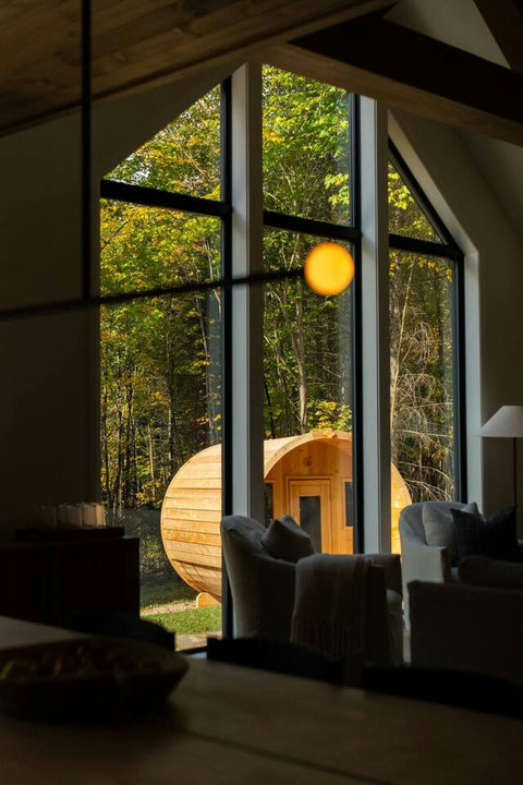View of the sauna from the inside.