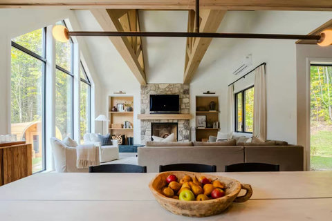 View of the living room from the dining room.