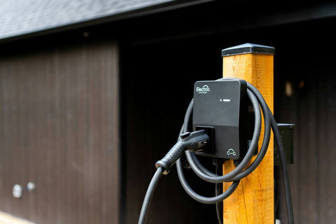Electric car charging station.
