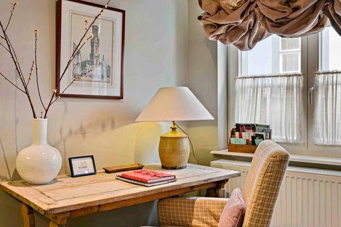 Desk in living room area