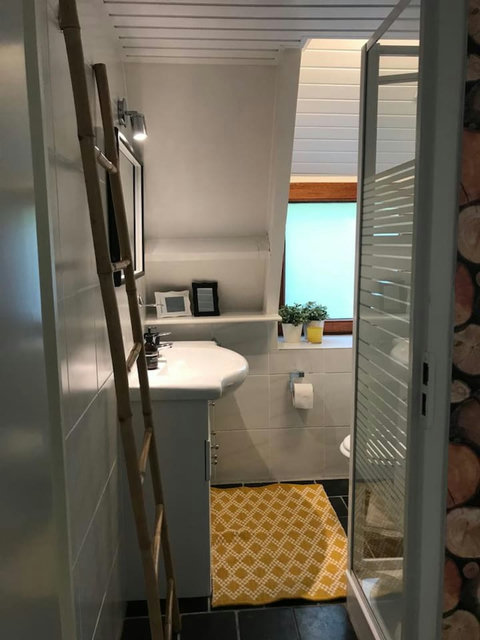 Bathroom with shower and toilet in our chalet in Durbuy