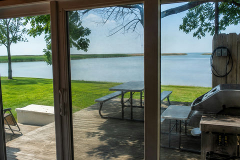 Cozy Home I view of the lake from inside the cabin