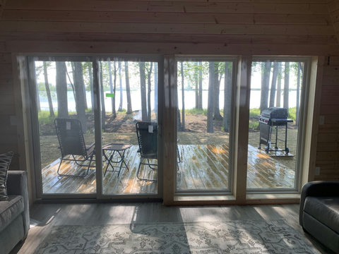 Living Room Lake View from A-frame windows