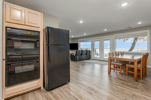 Kitchen fully stocked and a double oven