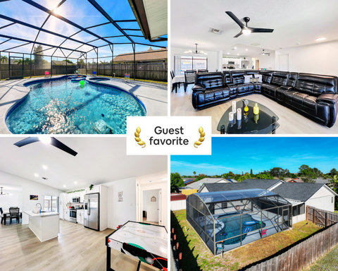 Heated Pool and Spa/Jacuzzi with a King suite, Water filtration system for the entire house,expresso macine , Security cameras, BBQ Grill, Wifi near all the theme parks and airport.