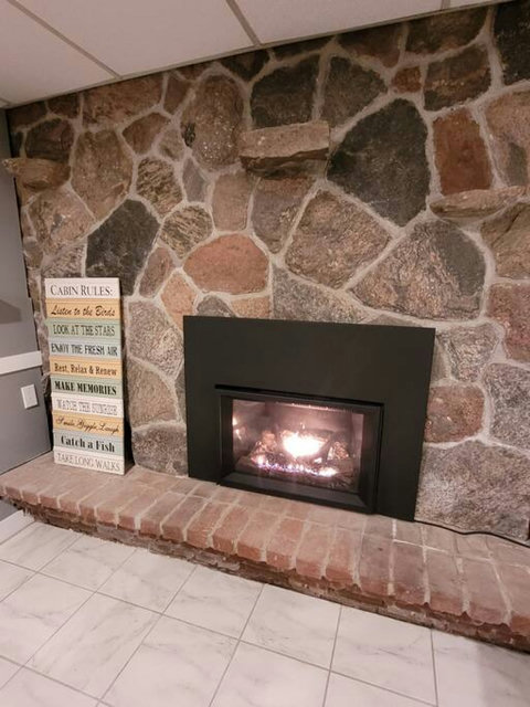 Propane fireplace in the basement