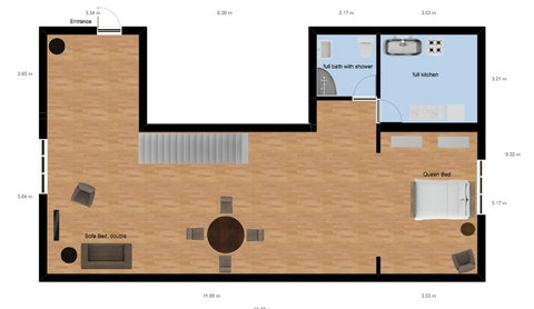 2D rendering of the suite. Not exactly to scale.