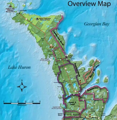 Bruce Peninsula Cycle Tour Map