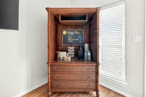 Coffee Bar in Master Bedroom.  No need to wake the whole house.  Make your coffee and head to the balcony to enjoy the morning.