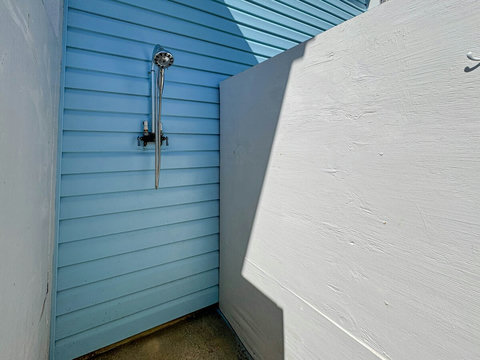 Outdoor Shower with removeable shower head makes rinsing off easy!