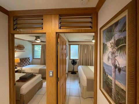 Louvers above the bedroom doors to allow breezes while maintaining privacy. New for 2026: Quiet AC System installed in both bedrooms.