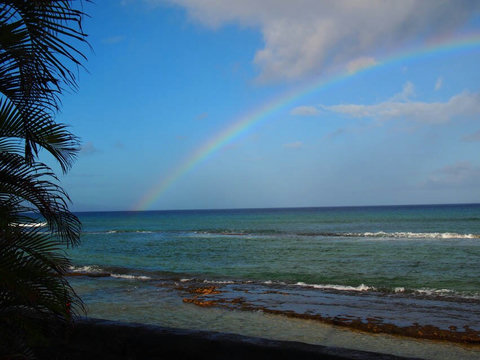 Uniquely positioned on the island to have rainbows almost every morning and evening.  Sunny for the rest of the day!