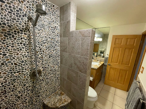 Main Bathroom: Extra large step-in shower, chlorine filtration, organic soaps.