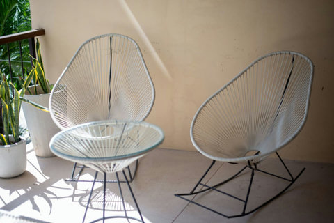 Gather your friends for unforgettable evenings on the terrace, equipped with Acapulco chairs that invite you to lounge and enjoy the tranquil ambiance!  #TerraceGathering #TulumSocial #RelaxAndRejuvenate