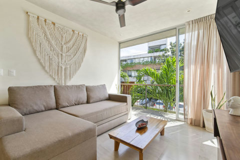 Unwind on the cozy sofa bed after a day of exploring Tulum’s beautiful beaches. Relaxation is key! ️ #CozySpace #TulumStay