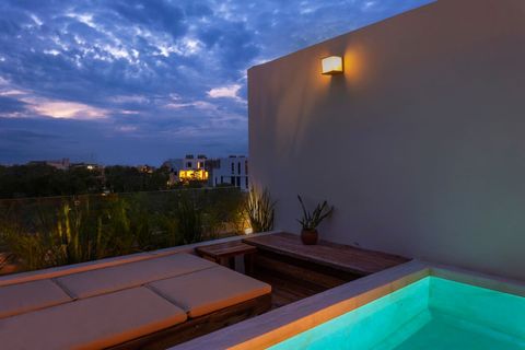 The rooftop terrace of apartment 301 also benefits from having no vis a vis with neighbors and a clear view of the Tulum jungle and forest