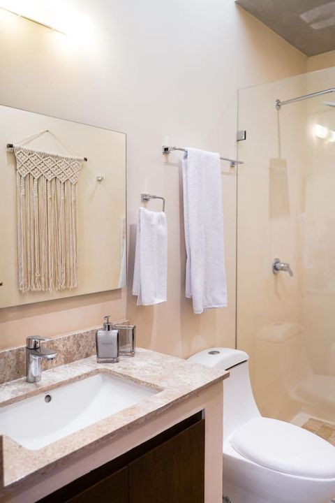 We provide bathroom essentials for our guests upon arrival, with bath towels, beach towels and extra hand towels