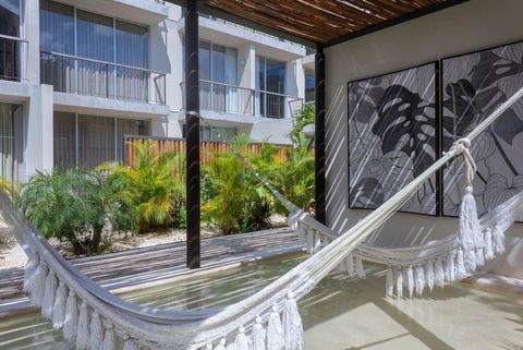 By the pool you will also find a chilling area equipped with a few hammocks which our guests can use when they want during their stay