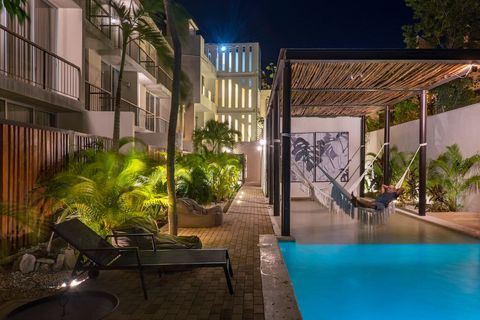 At night the residence turns into a completely different space. The pool is enlightened with beautiful night lighting