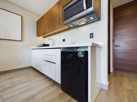 The kitchen is brand new and equipped with modern amenities. You will find all appliances you may need such as a coffee machine and a blender.