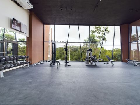 The fitness center is huge and equipped with brand new machines. Plenty of space available for classes!