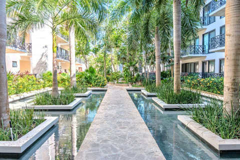 Inside the court and as you enter the condo you will find some beautiful shared gardens with plenty of trees. This space is very peaceful and welcoming, and we make sure that the common areas are always in the best conditions for our guests