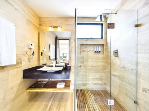 A large rain shower is available in both bathrooms with great water pressure to scrub off the sand and salt after a long beach day. You will also appreciate the extra storage space underneath the sink to keep everything as organized as possible.
